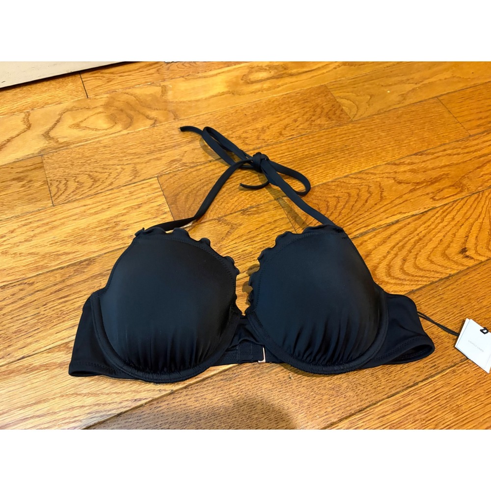 Shade & Shore Black Halter Molded Push-Up Bikini Top